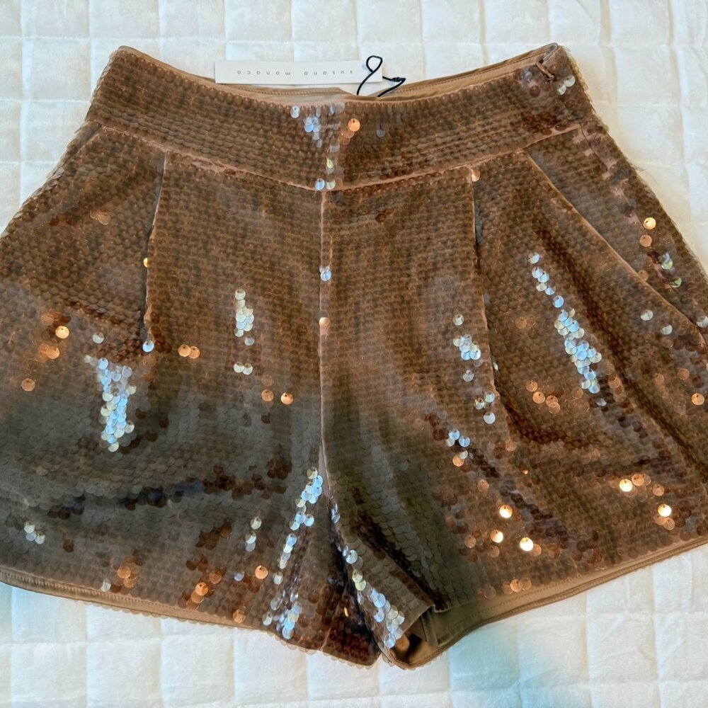 Susana Monaco Sheer Sequin Short Brown Size Medium